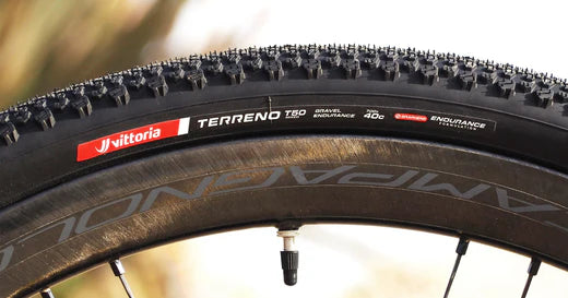 vittoria terreno t50 mixed gravel tire on wheel
